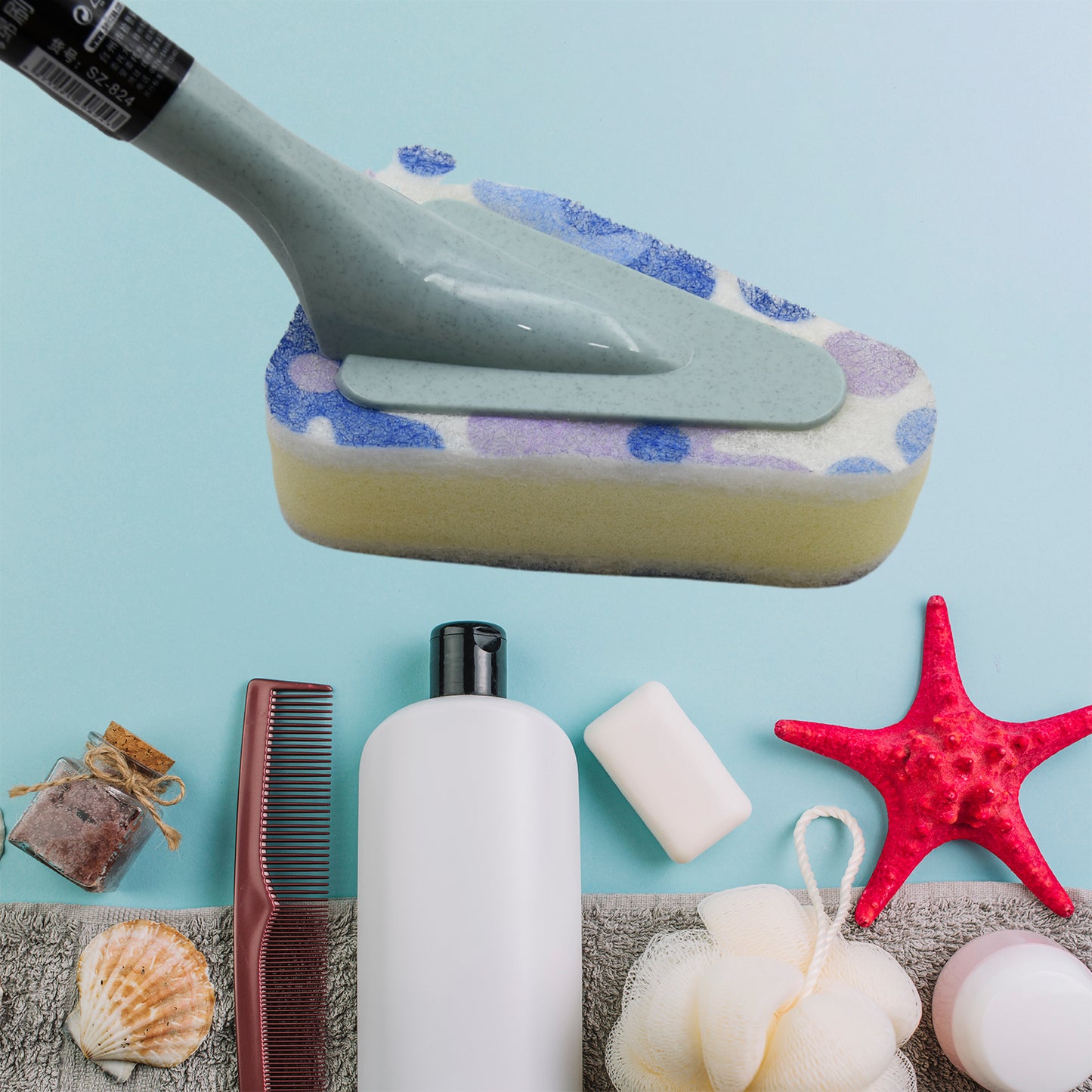 7223 Cleaning Supplies Kitchen Handle Universal Triangular Sponge Multifunctional Bathroom Brush Long Handle Kitchen Dining Bar