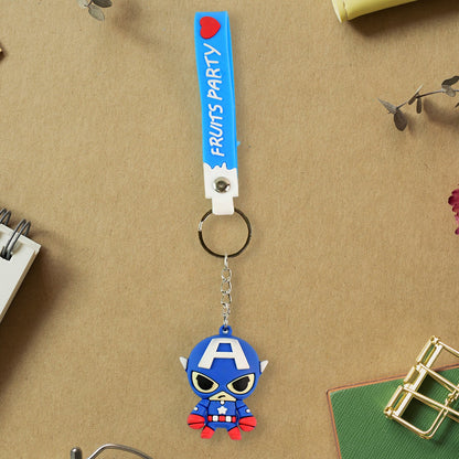 Cute Cartoon Silicone 3D Key Chain with Metal Hook & Strap (Pack of 1)