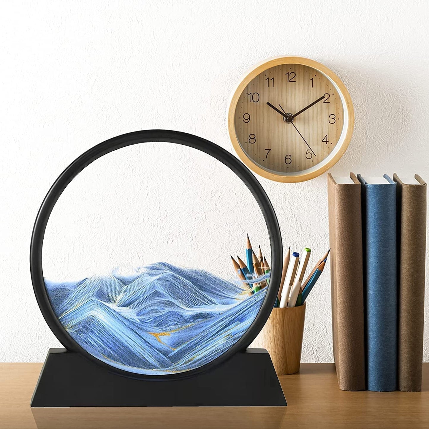 3D Moving Sand Art – Liquid Motion Deep Sea Sandscape with Round Glass Frame (1 Pc)