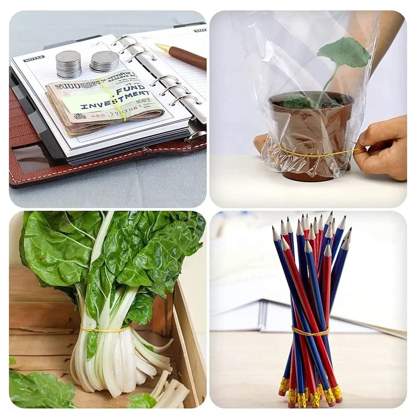 Strong & Reusable Rubber Bands: Multicolor for Office, Home & School (1.5 Inch 100 GM), Hair accessories