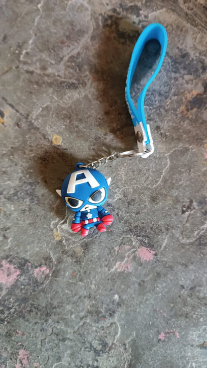 Cute Cartoon Silicone 3D Key Chain with Metal Hook & Strap (Pack of 1)