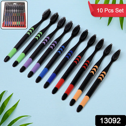 Soft Toothbrush With Plastic Round Box for Men and Women, Kids, Adults Plastic Toothbrush (10 pcs Set)